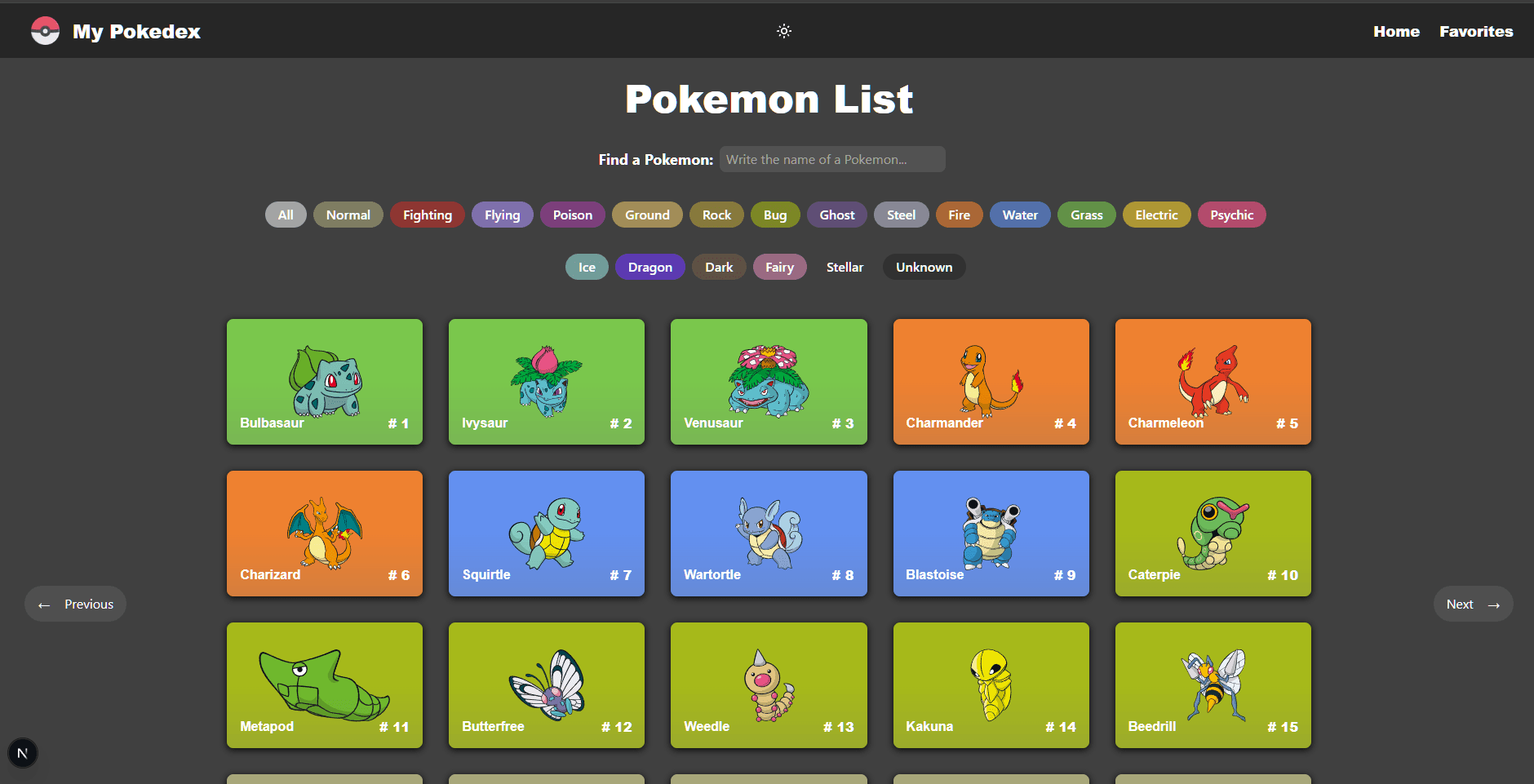 Pokédex App project screenshot
